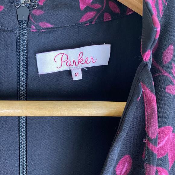 Parker Floral Mini Dress Size Medium Midnight Fleur Black Purple *flaw - Picture 11 of 15